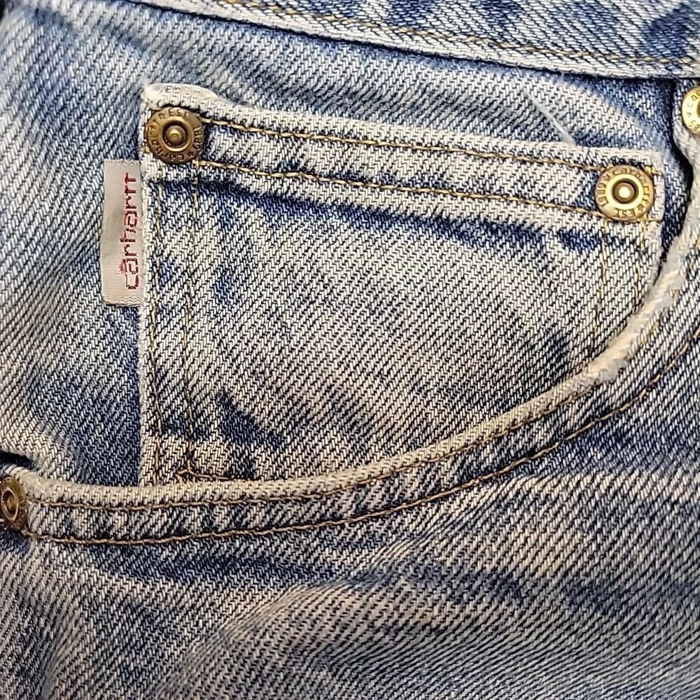 VTG Carhartt Jeans Mens 36x30 Blue B17 Relaxed Fit Denim Workwear Faded Distress
